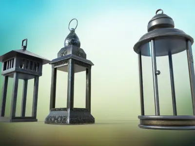 Metal lantern in vintage and modern style Low-poly 3D model