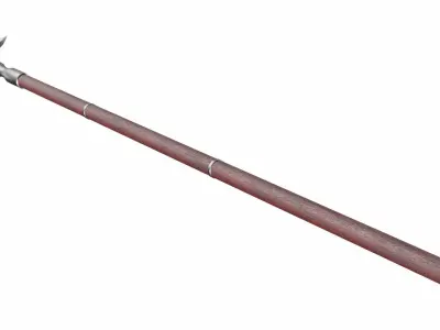 Spear with double crescent Low-poly 3D model