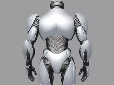 Futuristic Silver Sci Fi Robot 3D model