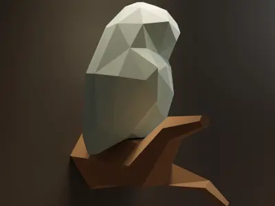 Owl low poly model polygonal 3D model