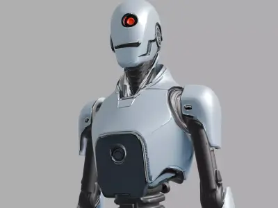 Sleek Silver Humanoid Android Robot 3D model