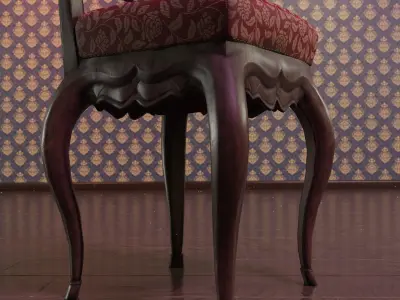 Vintage Wooden Chair Low-poly 3D model