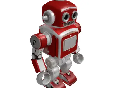 Retro Red Robot Toy Figure 3D model