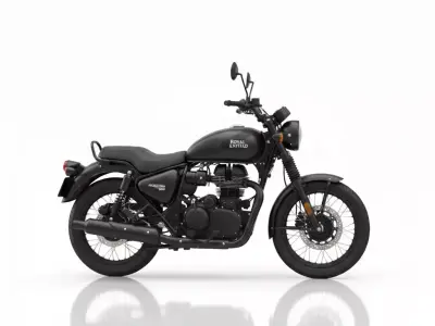 Classic Matte Black Royal Enfield Meteor 350 Cruiser Motorcycle Low-poly 3D model