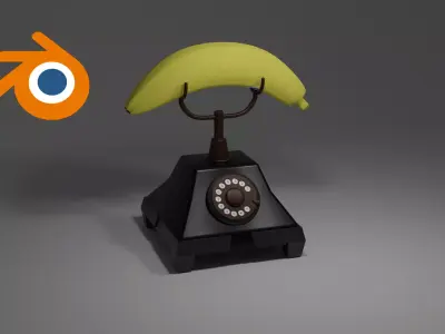 Banana Rotary Style phone Low-poly 3D model