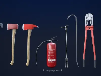 Fire Fighting Equipment 1 Plus 1 PBR Pack Low-poly 3D model