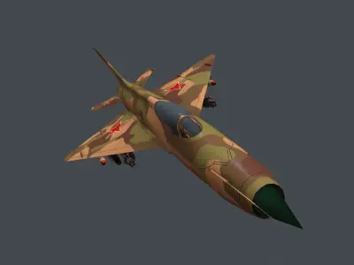 Mig-21 soviet fighter jet Low-poly 3D model