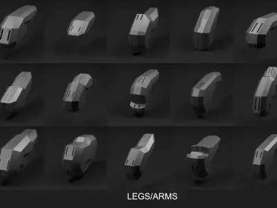 29 Mecha Hard Surface Kitbash Mini Set Low-poly 3D model