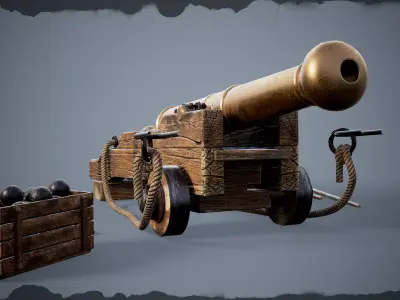 24-pounder cannon Low-poly 3D model