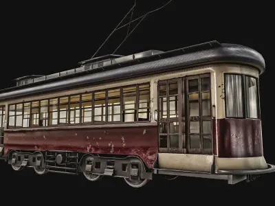 Old Tram Low-poly 3D model get