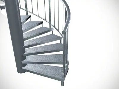 Aluminium Stair Case Low-poly 3D model