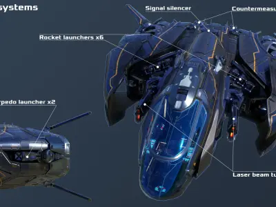 Stellar Phoenix Shuttle - Spaceship Low-poly 3D model