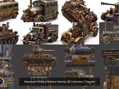 Steampunk Military Warfare Vehicles 3D Collection 3D Model Pack