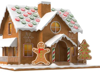  Detailed Gingerbread House and Snow globe 