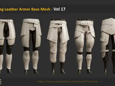 30 Leg Leather Armor Base Mesh - Vol 17 Low-poly 3D model