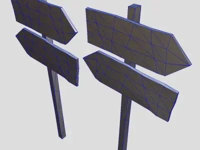 Wooden Sign 2 Low-poly 3D model