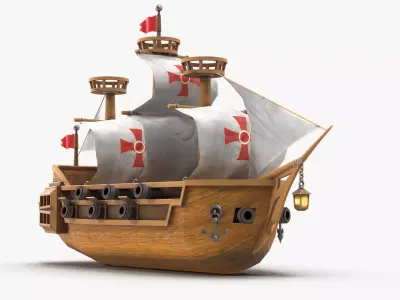 Cartoon Ship V2 Low-poly 3D model