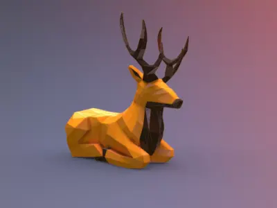 Lazy Deer Low Poly Low-poly 3D model