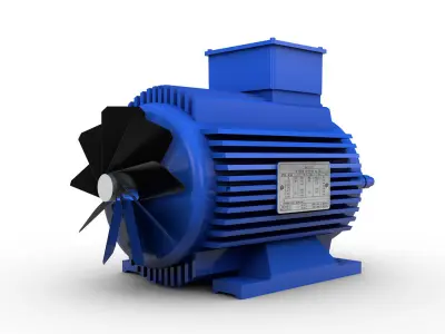 Electric motor 3D model Textured