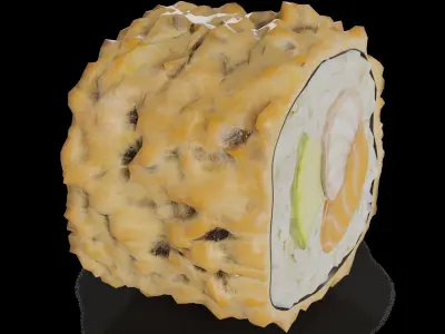 Sushi Eel salmon cucumber tempura cream Low-poly 3D model
