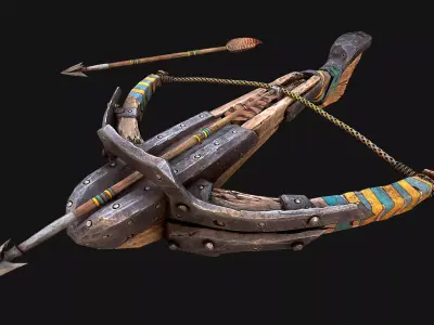 Medieval Crossbow and Arrow Bolt Weapon   Low-poly 3D model