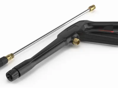 Pressure Washer Spray Gun with Turbo Lance Black 3D model