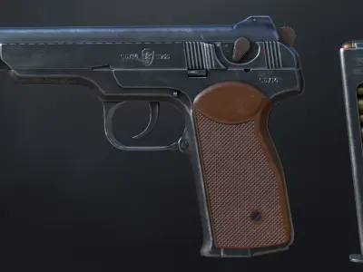 APS Stechkin automatic pistol Low-poly 3D model