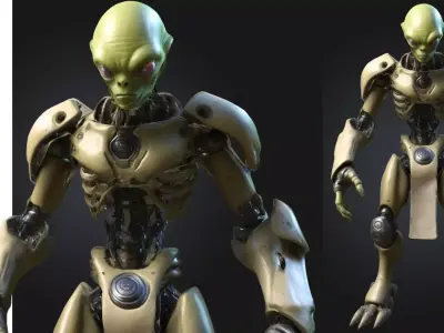 Alien Cyborg Bio Mechanical Sci Fi Low-poly 3D model