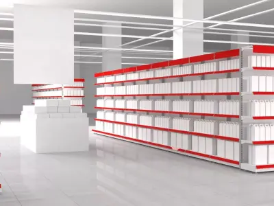 Markets Shop Shopping Store Retail Shelving Shelf Big Store 3D model