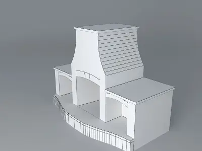 Curve sided Fireplace Free 3D model