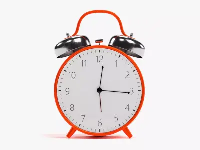 Red Alarm Clock - Twin Bell Analog Clock - Rigged 3D model