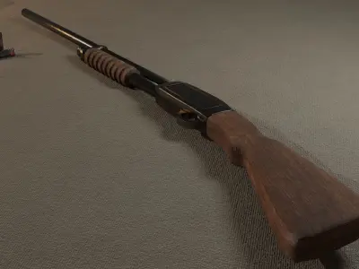 Shotgun with bullets 3D model