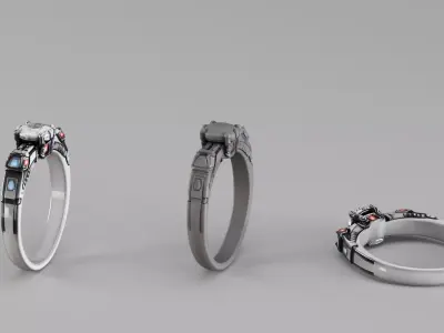 S00035 Sci-Fi Engagement Ring 3D print model