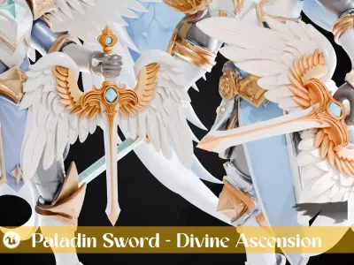 Stylized Sword - Paladin Sword Divine Ascension - Game Ready 3D model