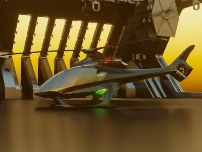 Hill HX50 Concept helicopter Low-poly 3D model