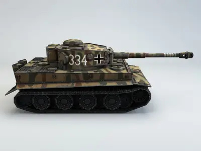 Low Poly Tiger Ausf E heavy tank Low-poly 3D model