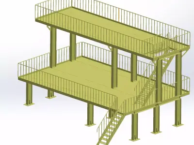 Plataformas Industriais em Perfis Metalicos  Modelos cad 3d  Low-poly 3D model