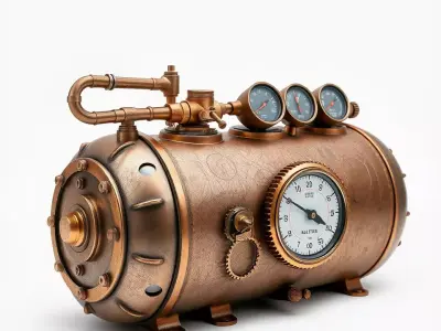 Steampunk Pressure Gauge Clock Model Pack Low-poly 3D model