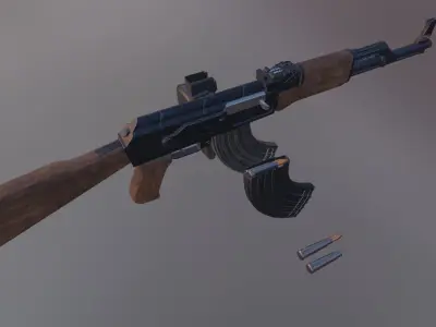 Modular AK47 Low-poly 3D model