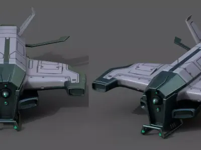 Spaceship starship scifi space futuristic cyborg robot low poly  Low-poly 3D model