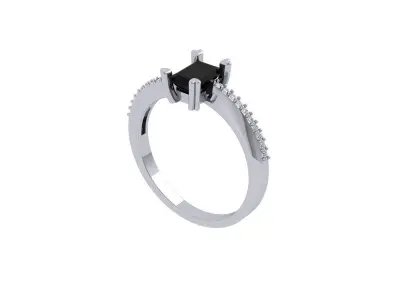 Emerald Solitaire Ring 3D print model 31