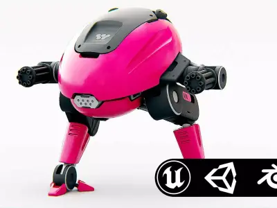 MILITARY BOT B-6000 Rigged for Unreal Engine - Unity - MIXAMO 3D model