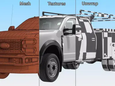 Ford Super Duty F550 with Service Body White 3D model