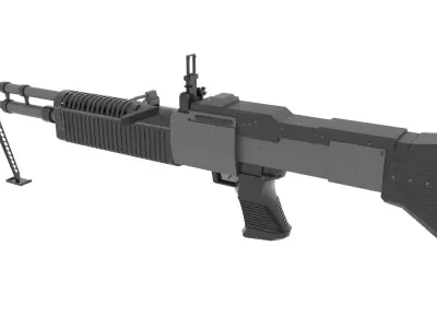 M60 MACHINE GUN Low-poly 3D model