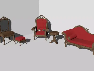 Baroque Term Furniture Set 3D model