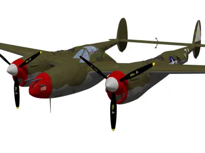 Lockheed P-38J Lightning 3D model purchase