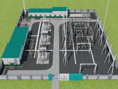 Electrical power substation 3D model purchase