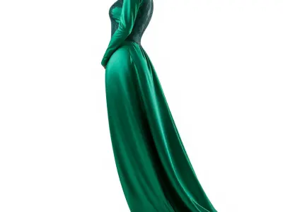 Elegant Evening Gown Model Pack Low-poly 3D model