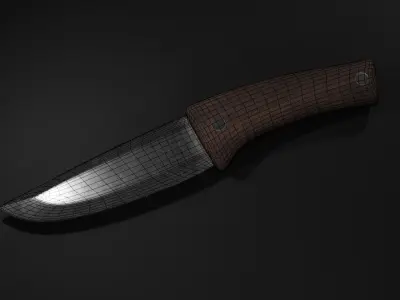 Hunting knife Low-poly 3D model 11