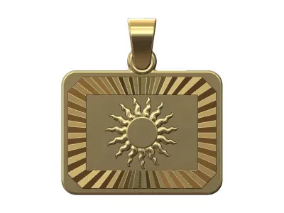  Sun landscape faceted sunrays tag pendant charm 3D print model